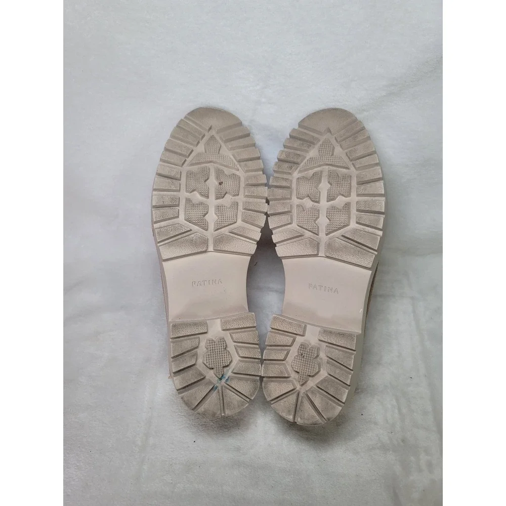 Patina Dark Acadamia Suede Platform Penny Loafers Lug Sole Beige Size 9 Capsule
